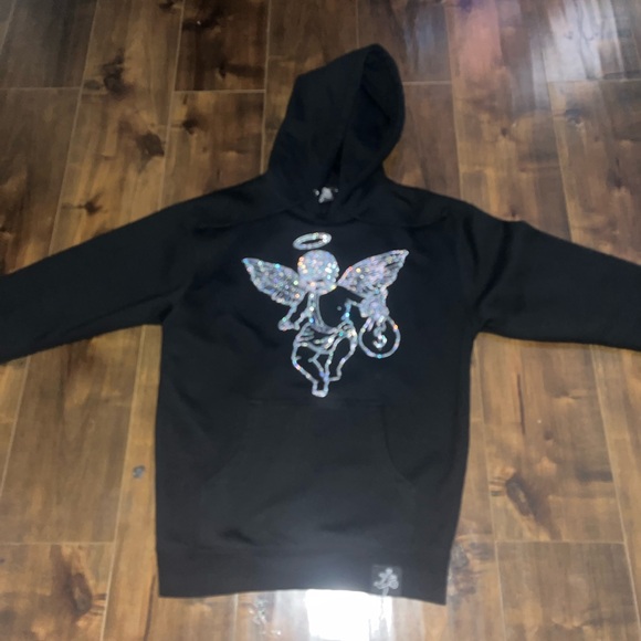 Rhinestone Ski Mask Angel Hoodie ⚫️ - Picture 1 of 2